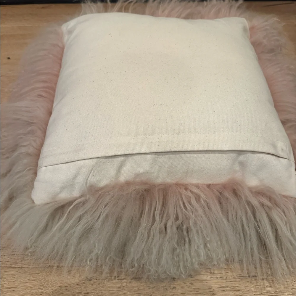 West Elm Mongolian Lamb Pillow Dusty Rose Pink/gray NEW Price Firm!